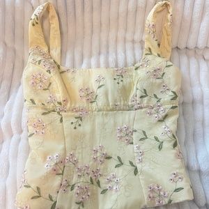 Mistress Rocks Lemon Embroidered Top